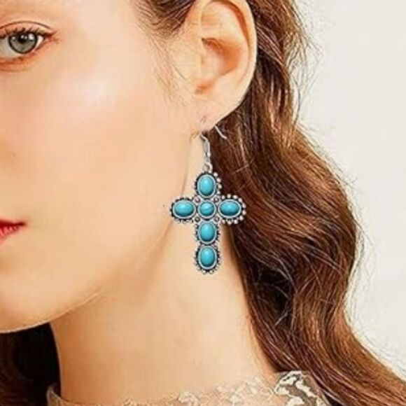 NEW BRAND NO BOUNDARIES WESTERN JEWELRY BOHO VINTAGE  TURQUOI EARRINGS - Picture 5 of 14